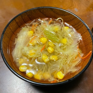 冷蔵庫に眠る千切り野菜で作る！野菜のコンソメスープ